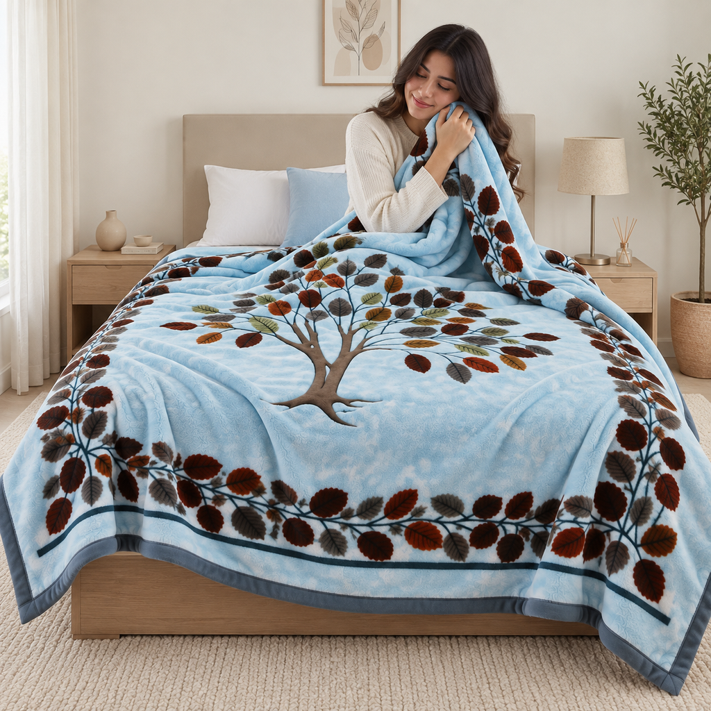 Royal Heaven Premium Double Bed Double Layer Winter Blanket 5.5 KG - Glacier