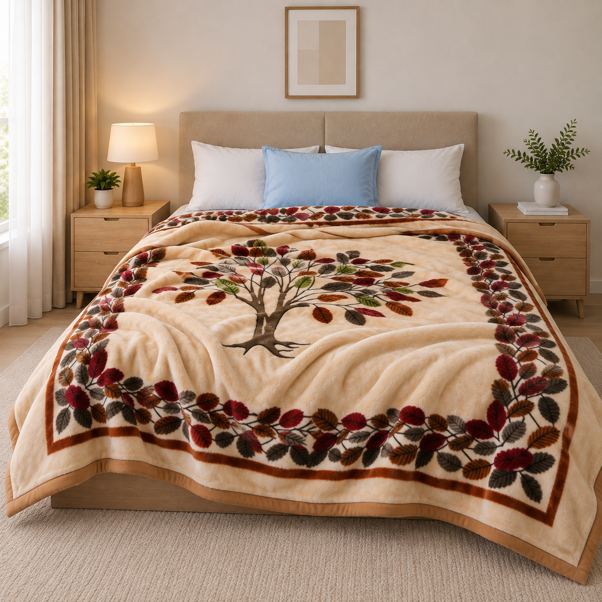 Royal Heaven Premium Double Bed Double Layer Winter Blanket 5.5 KG - Beige