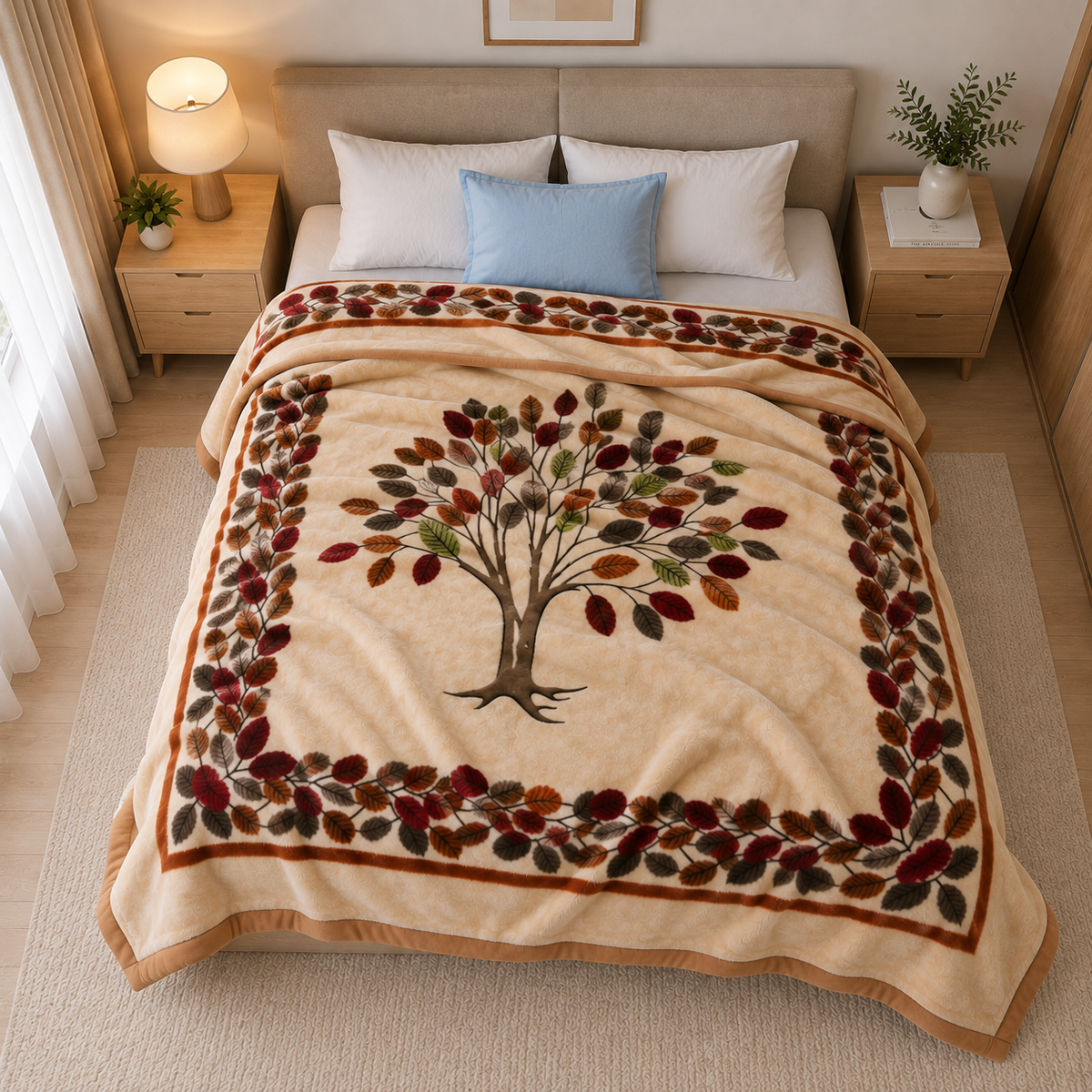 Royal Heaven Premium Double Bed Double Layer Winter Blanket 5.5 KG - Beige