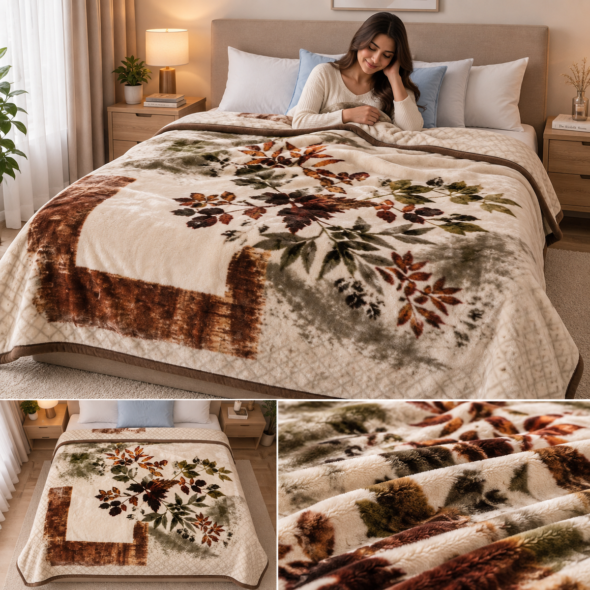 Royal Heaven Premium Double Bed Double Layer Winter Blanket 5.5 KG - Walnut