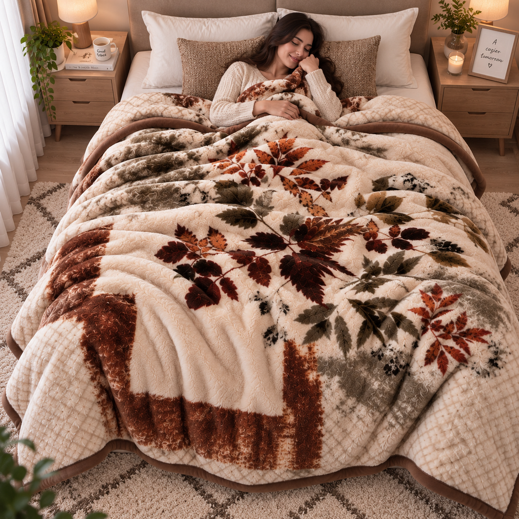 Royal Heaven Premium Double Bed Double Layer Winter Blanket 5.5 KG - Walnut