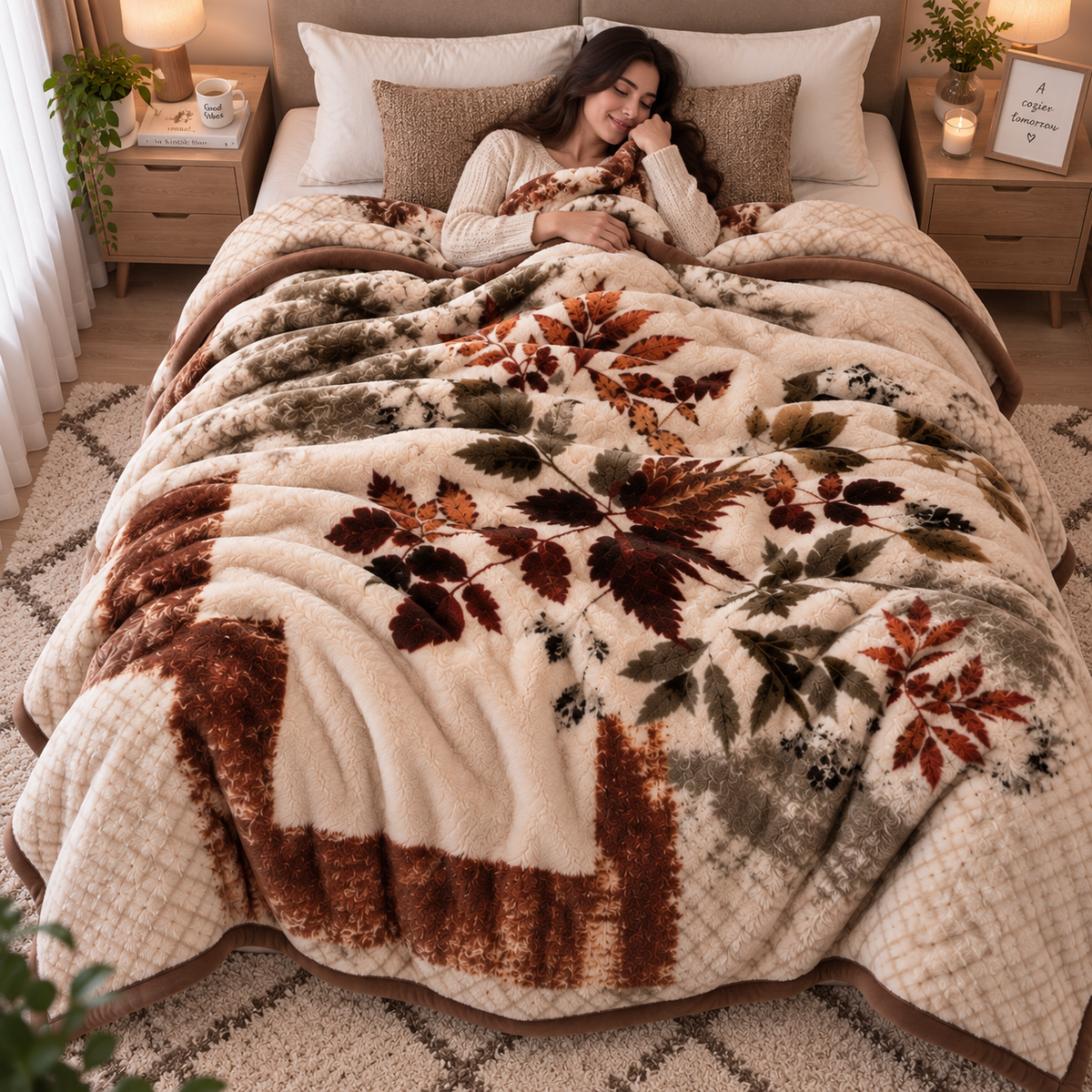 Royal Heaven Premium Double Bed Double Layer Winter Blanket 5.5 KG - Walnut