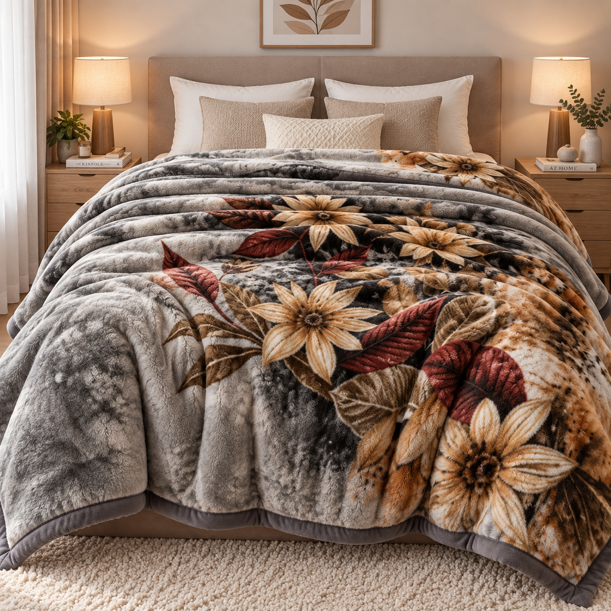 Royal Heaven Premium Double Bed Double Layer Winter Blanket 5.5 KG - Grey