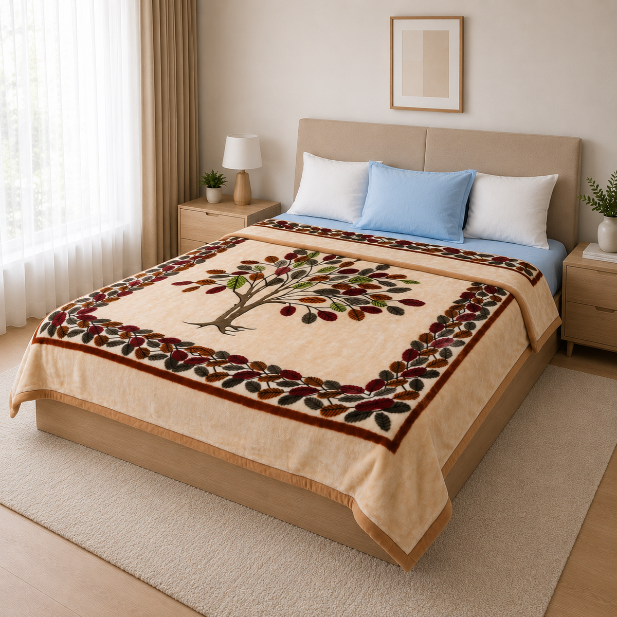 Royal Heaven Premium Double Bed Double Layer Winter Blanket 5.5 KG - Beige