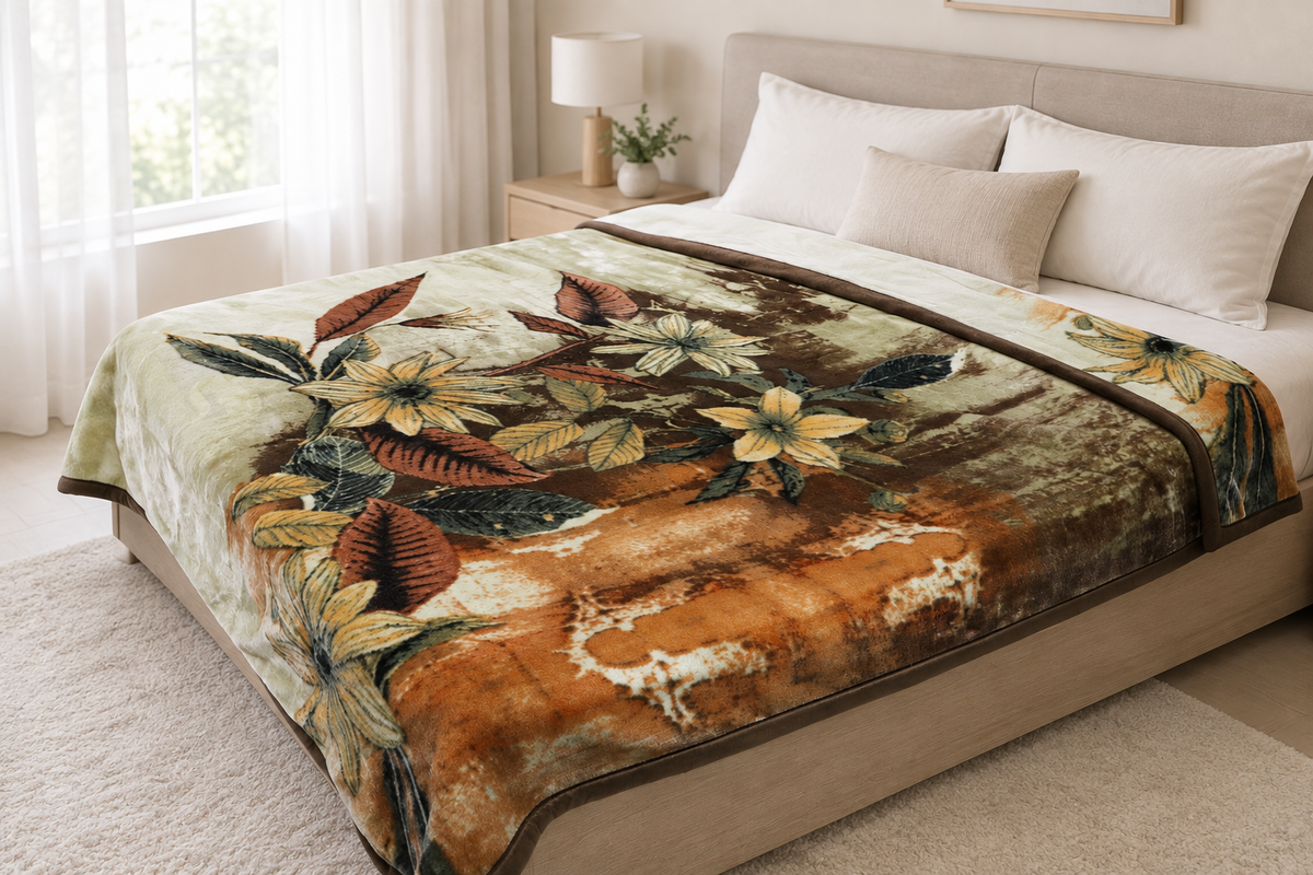 Royal Heaven Premium Double Bed Double Layer Winter Blanket 5.5 KG - Dried Herb