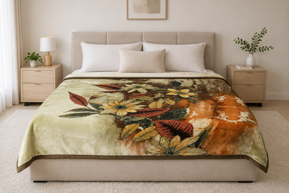 Royal Heaven Premium Double Bed Double Layer Winter Blanket 5.5 KG - Dried Herb