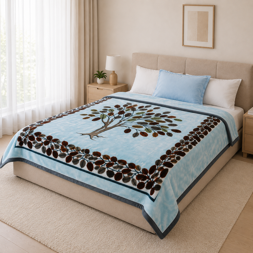 Royal Heaven Premium Double Bed Double Layer Winter Blanket 5.5 KG - Glacier