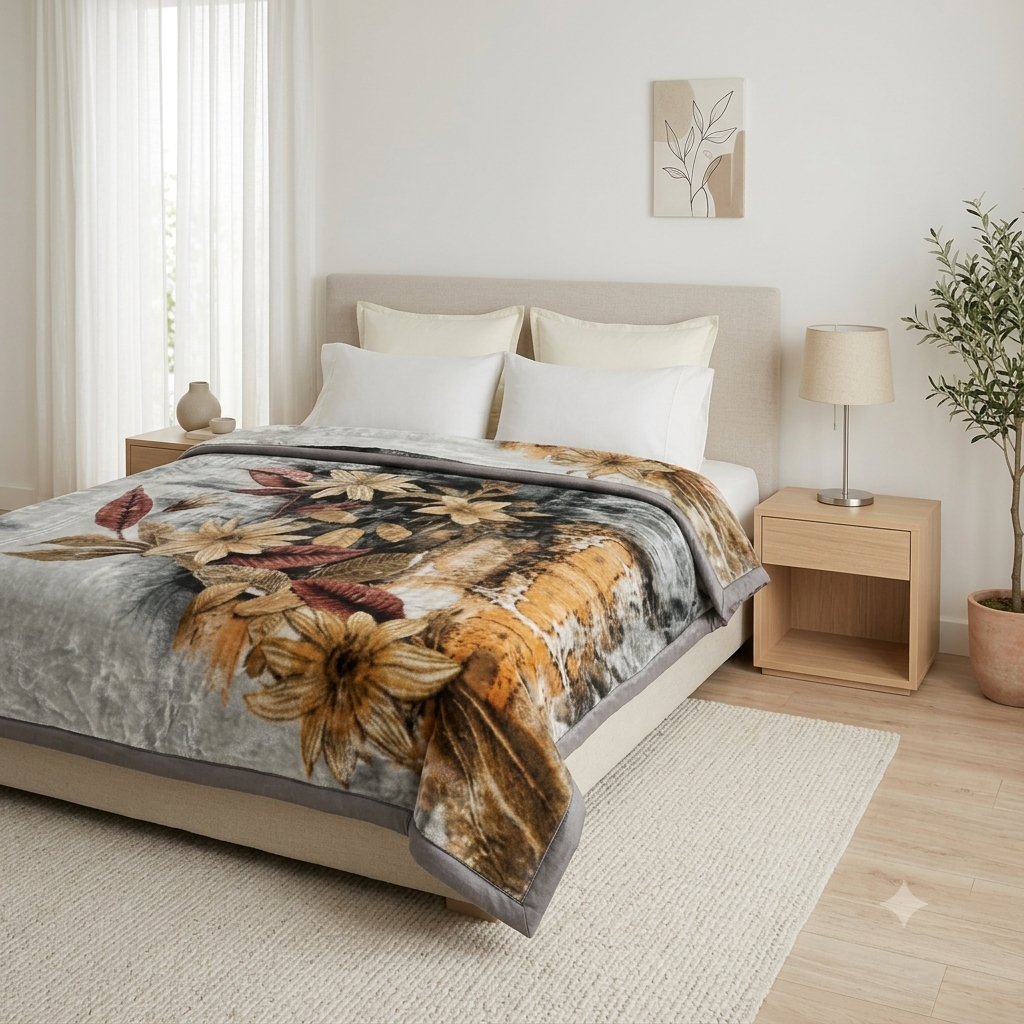 Royal Heaven Premium Double Bed Double Layer Winter Blanket 5.5 KG - Grey