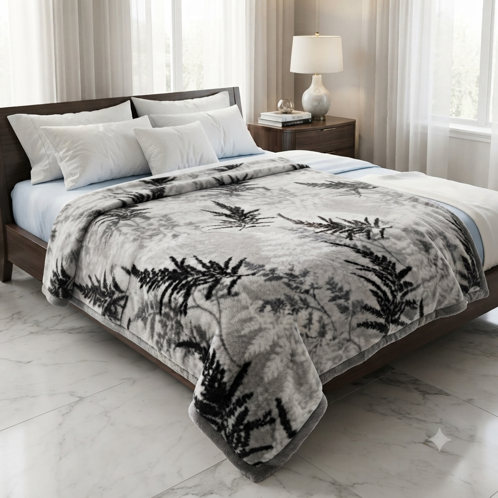 Malibu Premium Printed Single Bed Single Layer Blanket 1.6 Kg  - Grey