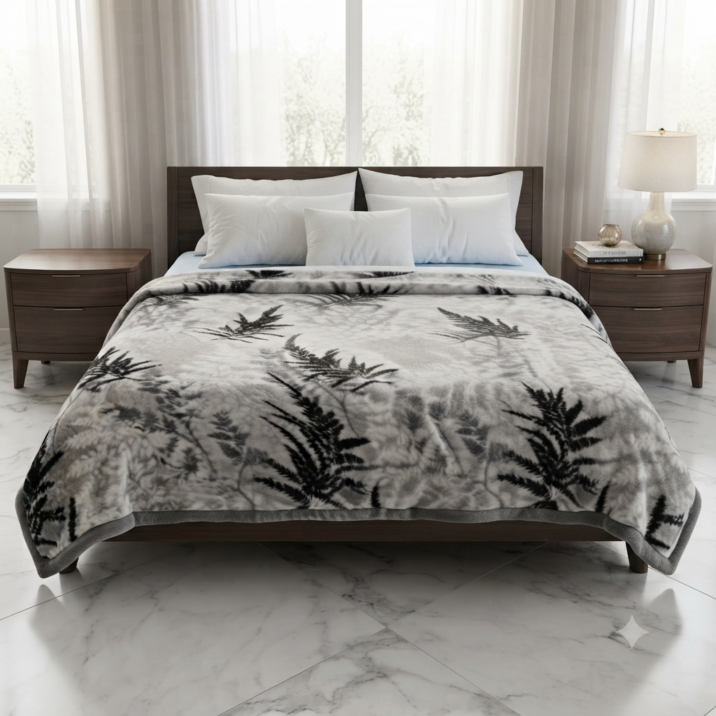 Malibu Premium Printed Single Bed Single Layer Blanket 1.6 Kg  - Grey
