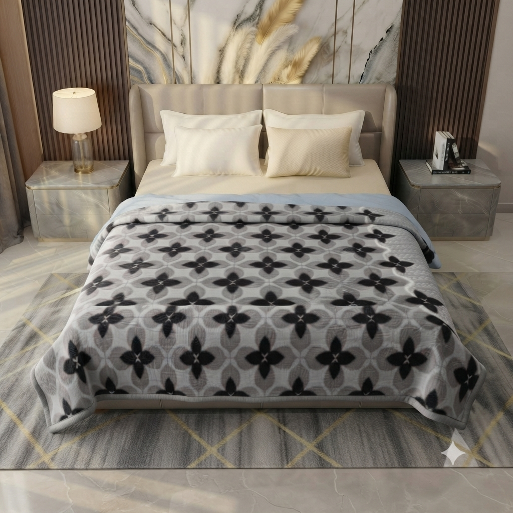 Malibu Premium Printed Single Bed Single Layer Blanket 1.6 Kg  - Walnut