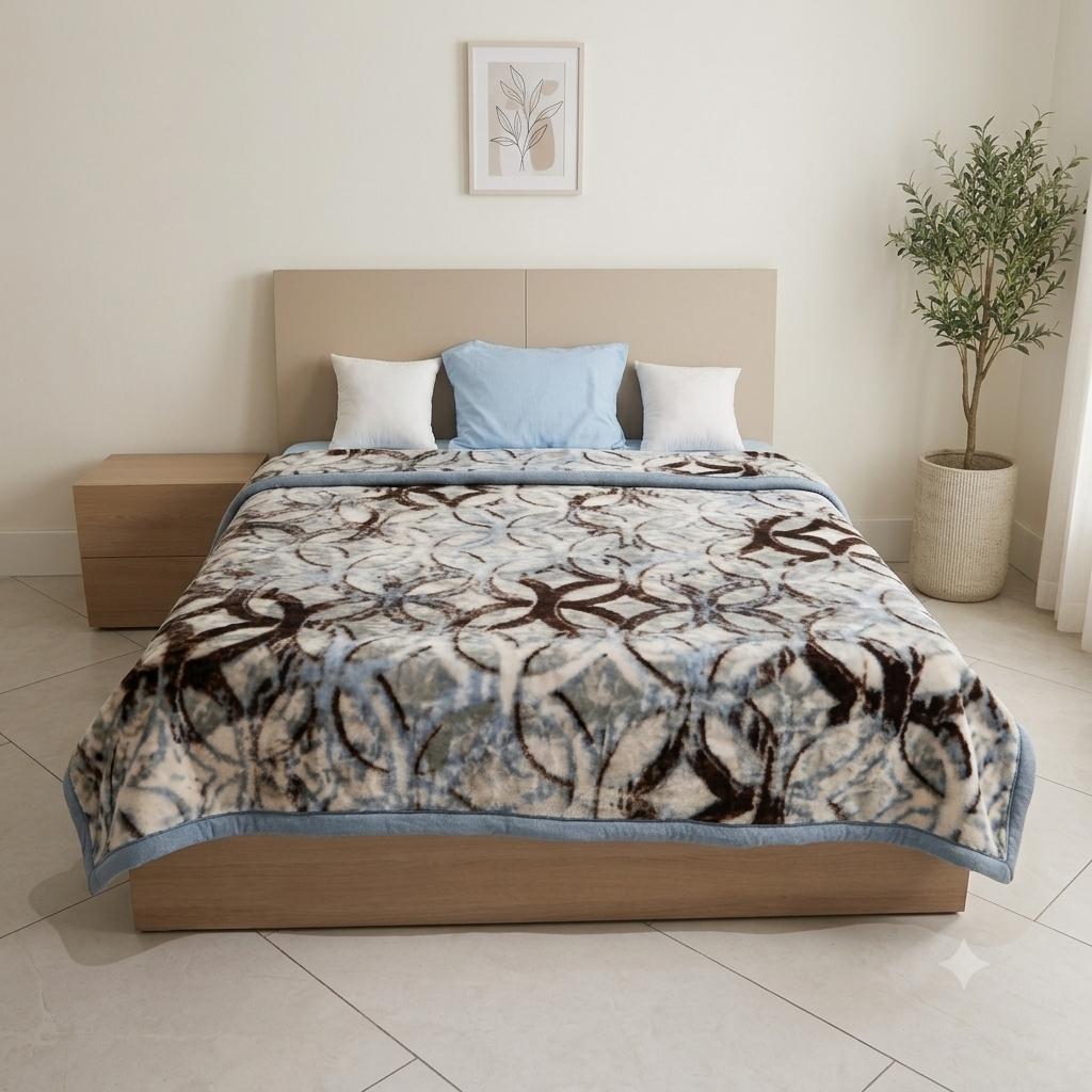 Royal Heaven Premium Double Bed Double Layer Winter Blanket 5.5 KG - Denim