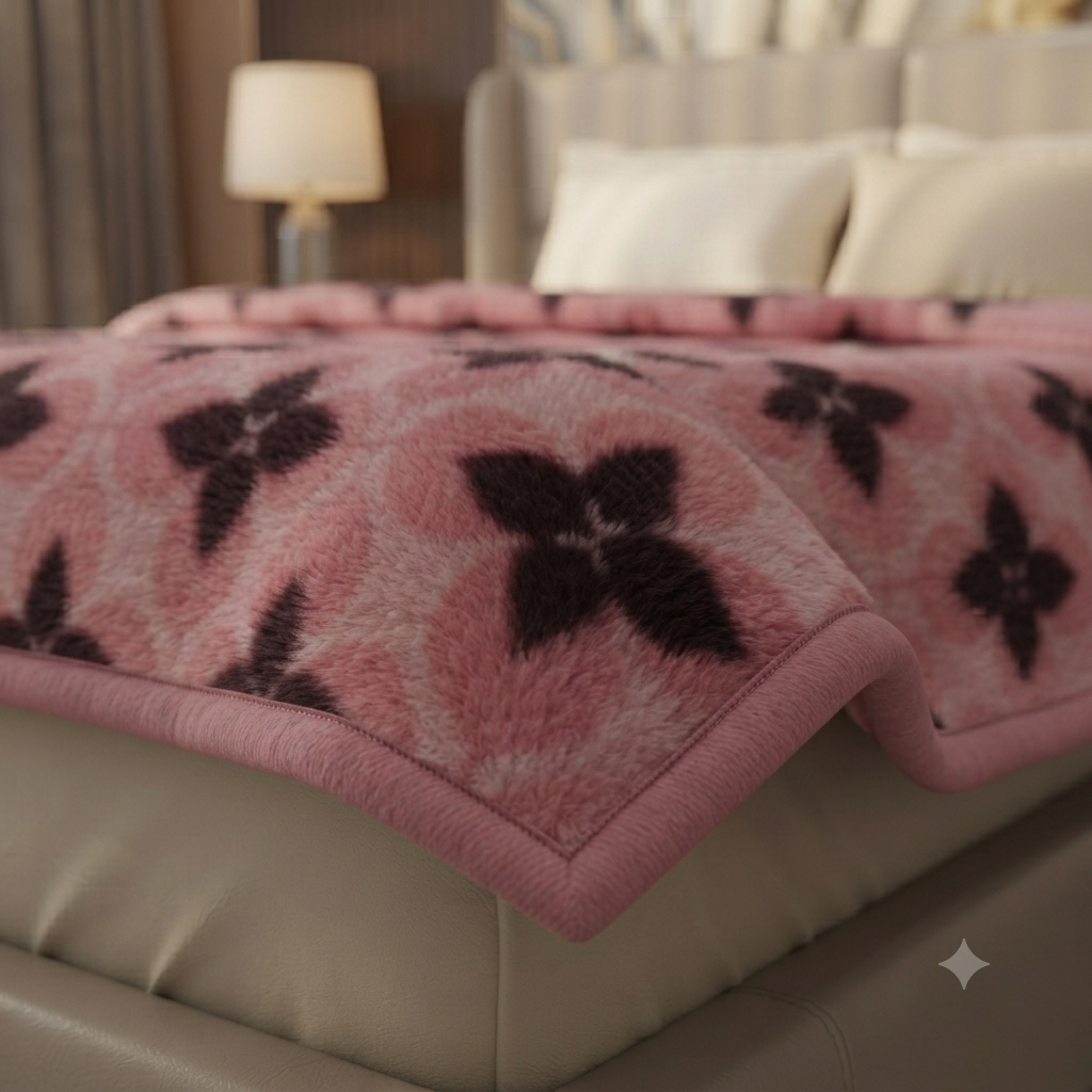 Malibu Premium Printed Single Bed Single Layer Blanket 1.6 Kg  - Rose