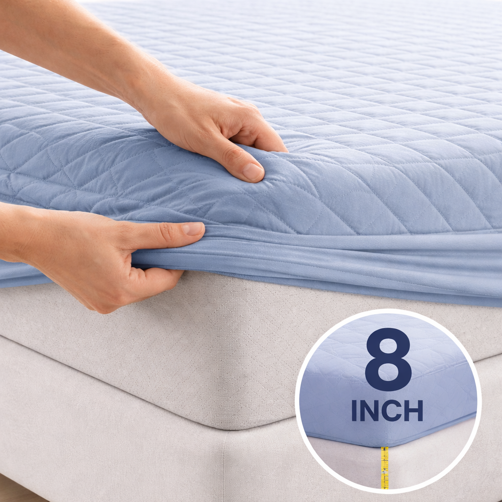 Water Proof 3 Layer Mattress Cover - Denim