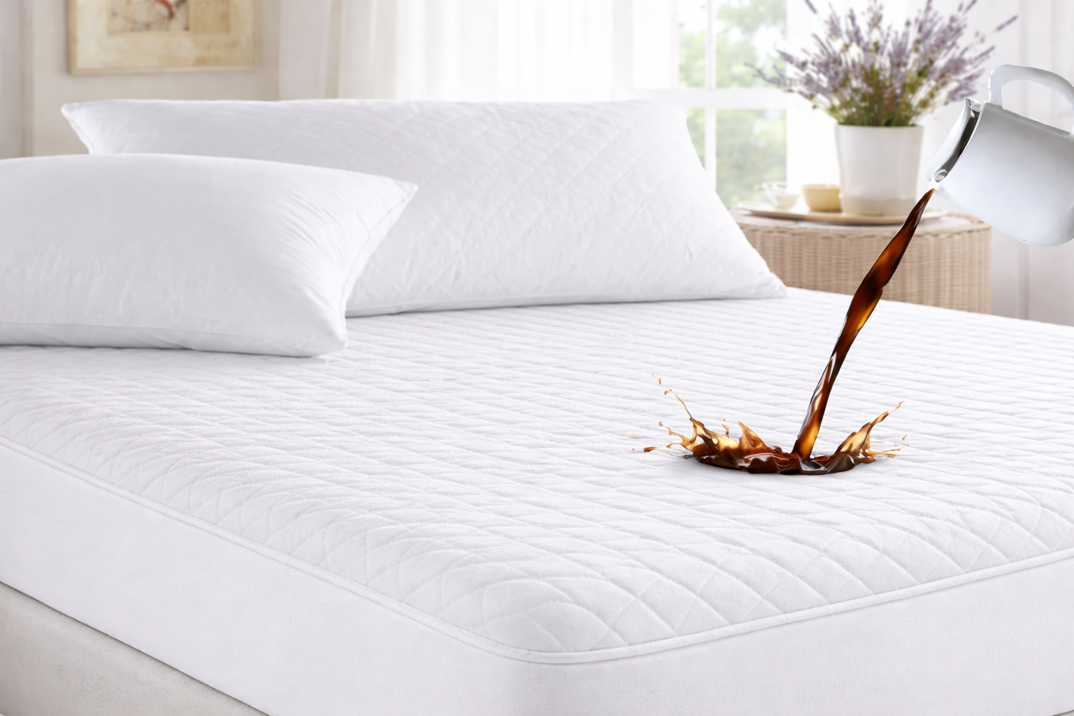 Water Proof 3 Layer Mattress Cover - White