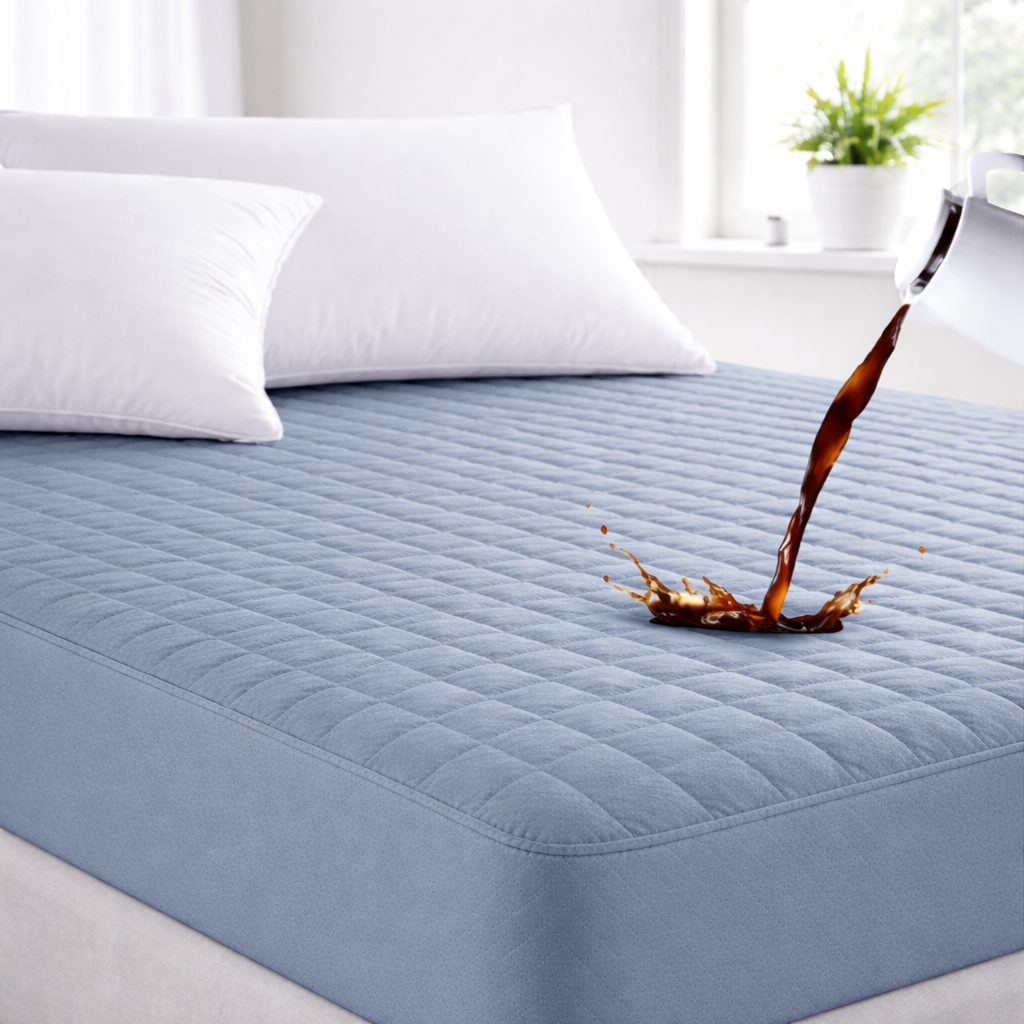Water Proof 3 Layer Mattress Cover - Denim