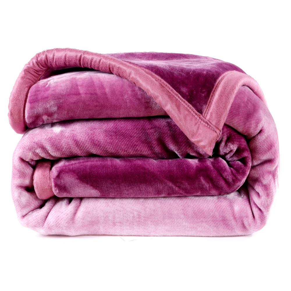 Ombre Heavy Winter Season Double Bed Reversible Blanket  - Mulberry