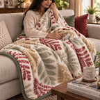 Velvet Rose Printed Single Bed Double Layer Blanket - Cream