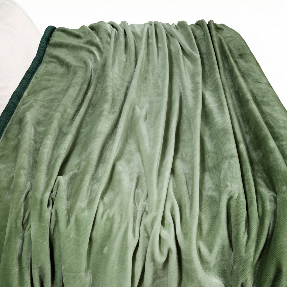 Ombre Heavy Winter Season Double Bed Reversible Blanket  - Green