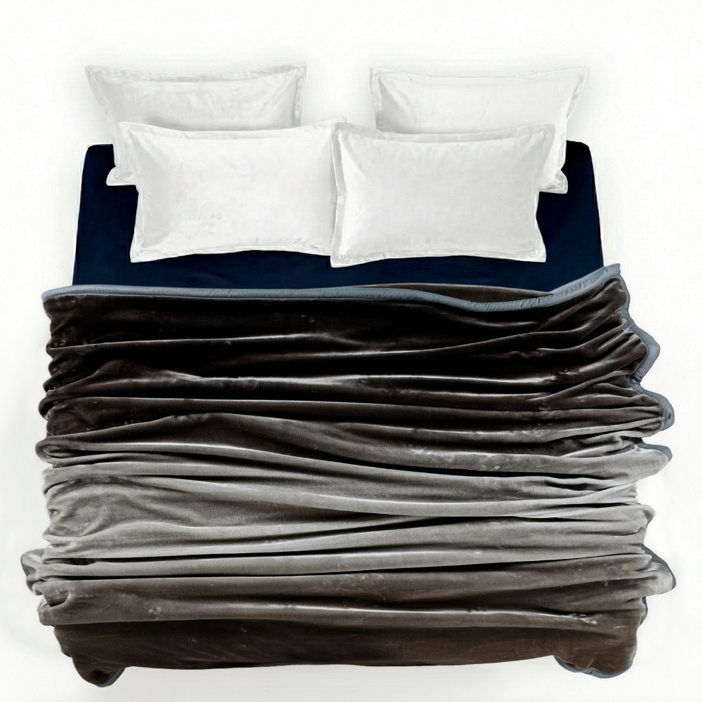 Ombre Heavy Winter Season Double Bed Reversible Blanket  - Ebony