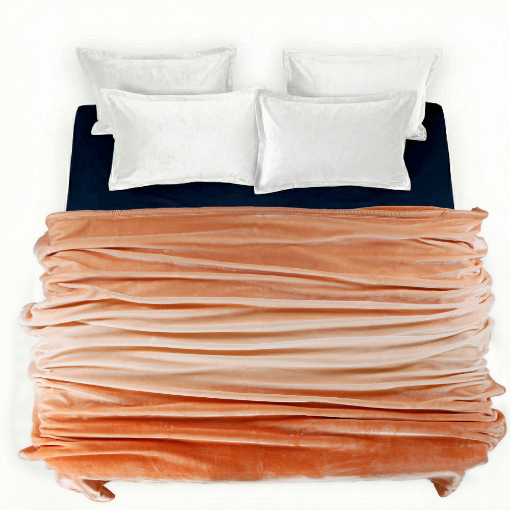 Ombre Heavy Winter Season Double Bed Reversible Blanket  - Tangerine