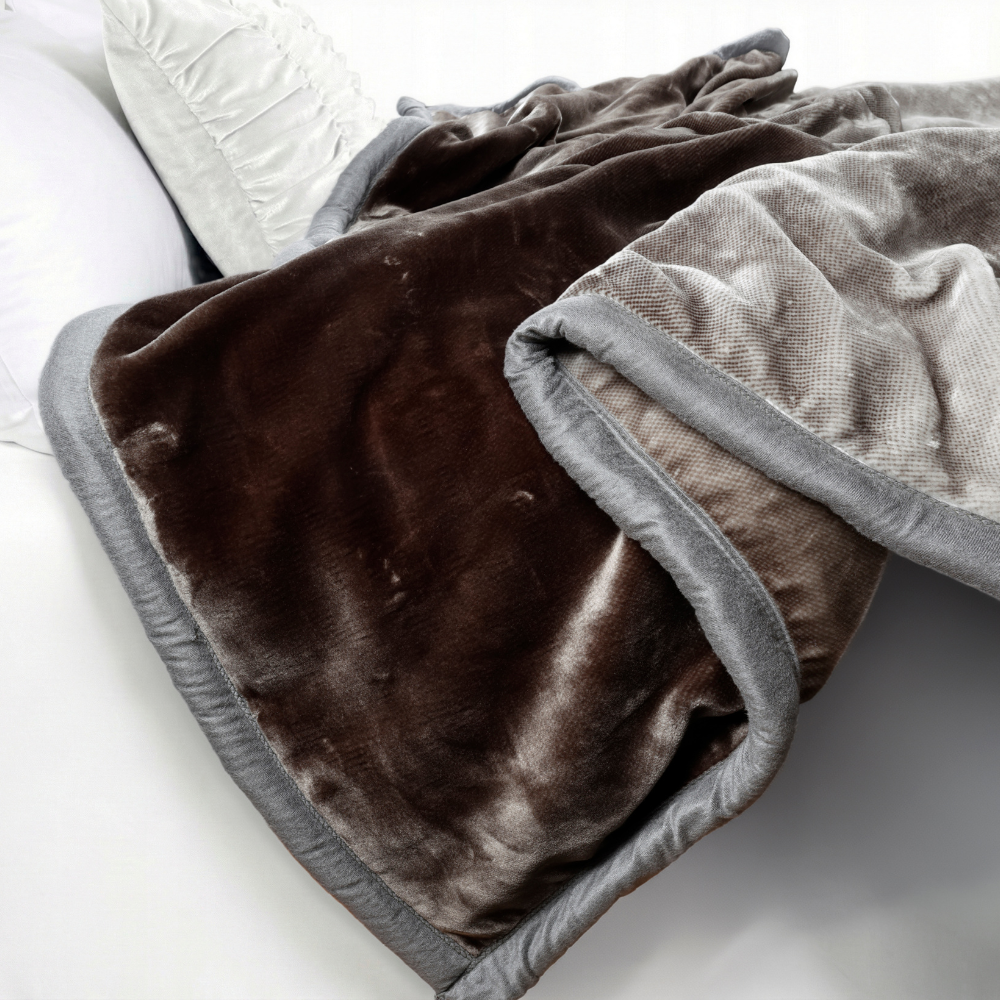Ombre Heavy Winter Season Double Bed Reversible Blanket  - Ebony