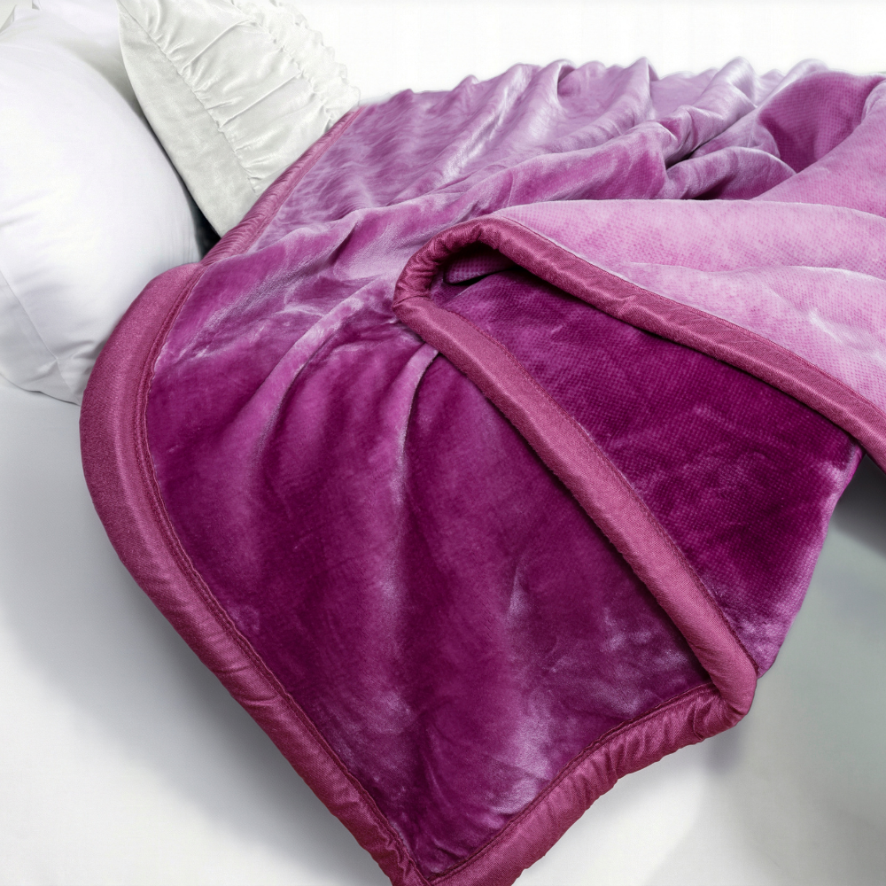 Ombre Heavy Winter Season Double Bed Reversible Blanket  - Mulberry